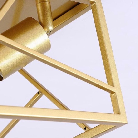 2-Light Modern Gold Flush Mount Light Fixture Metal Square - Picture 6 of 8